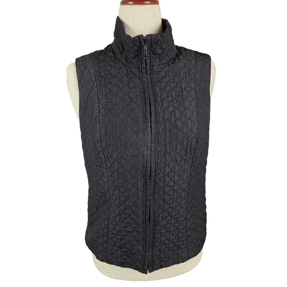 Quilted Lightweight Vest Fitted Althleisure Quiet Luxury Full Zip Sleeveless